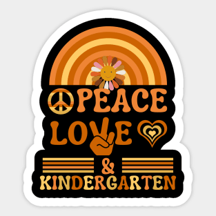 Peace, Love, & Kindergarten Groovy School Black Sticker